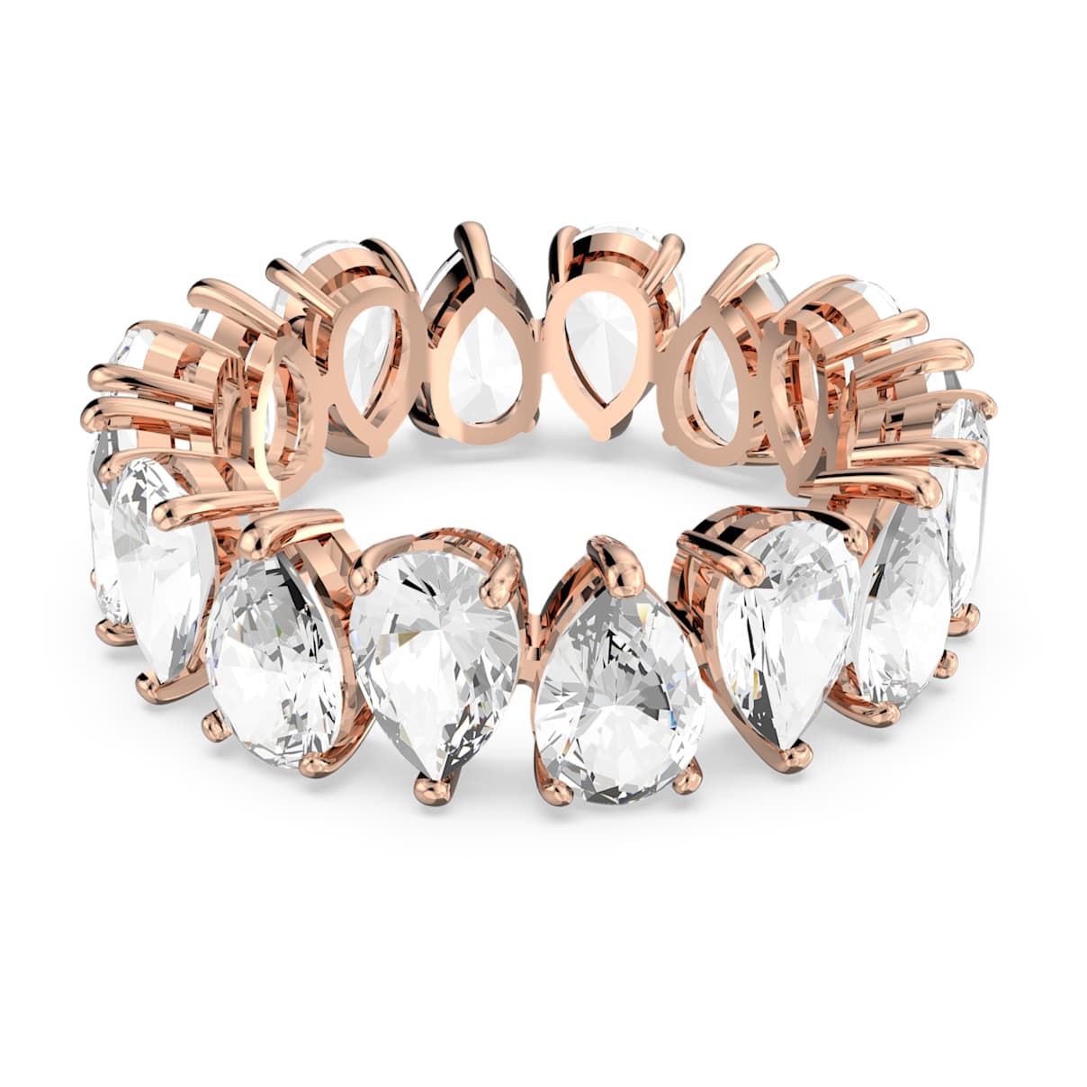 Swarovski Vittore Pear Cut Rose Gold Tone Plated Ring In White